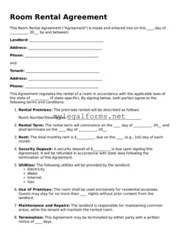 Attorney-Approved Room Rental Agreement Form