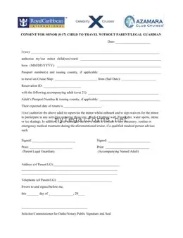 Royal Caribbean Parental Consent Template