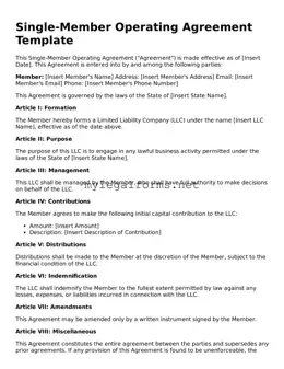 Attorney-Approved Single-Member Operating Agreement Form