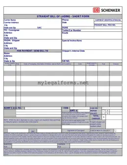 Straight Bill Of Lading Template