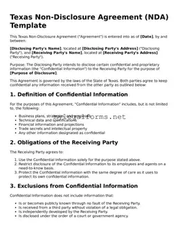 Non-disclosure Agreement Document for Texas State