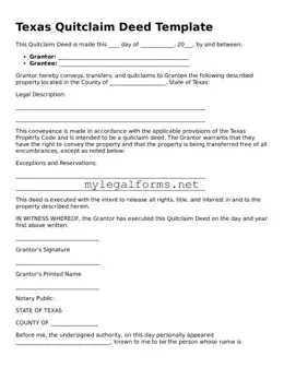 Quitclaim Deed Document for Texas State