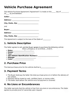 Attorney-Approved Vehicle Purchase Agreement Form