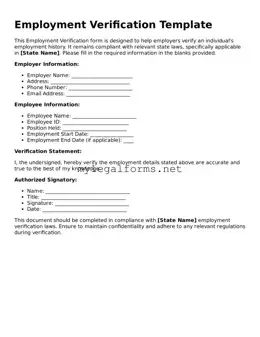 Attorney-Approved Employment Verification Form