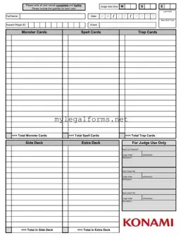 Konami Decklist Template