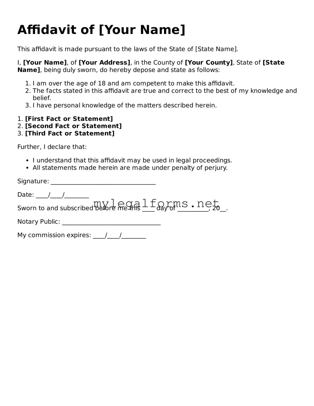 Attorney-Approved Affidavit Form