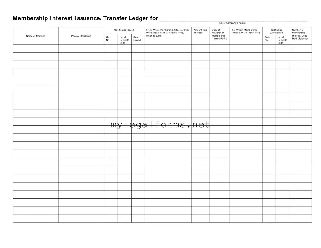 Membership Ledger Template