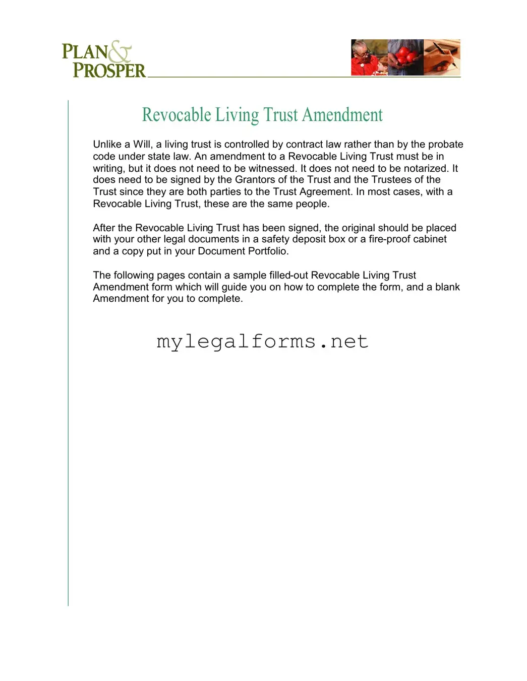 Trust Amendment Template