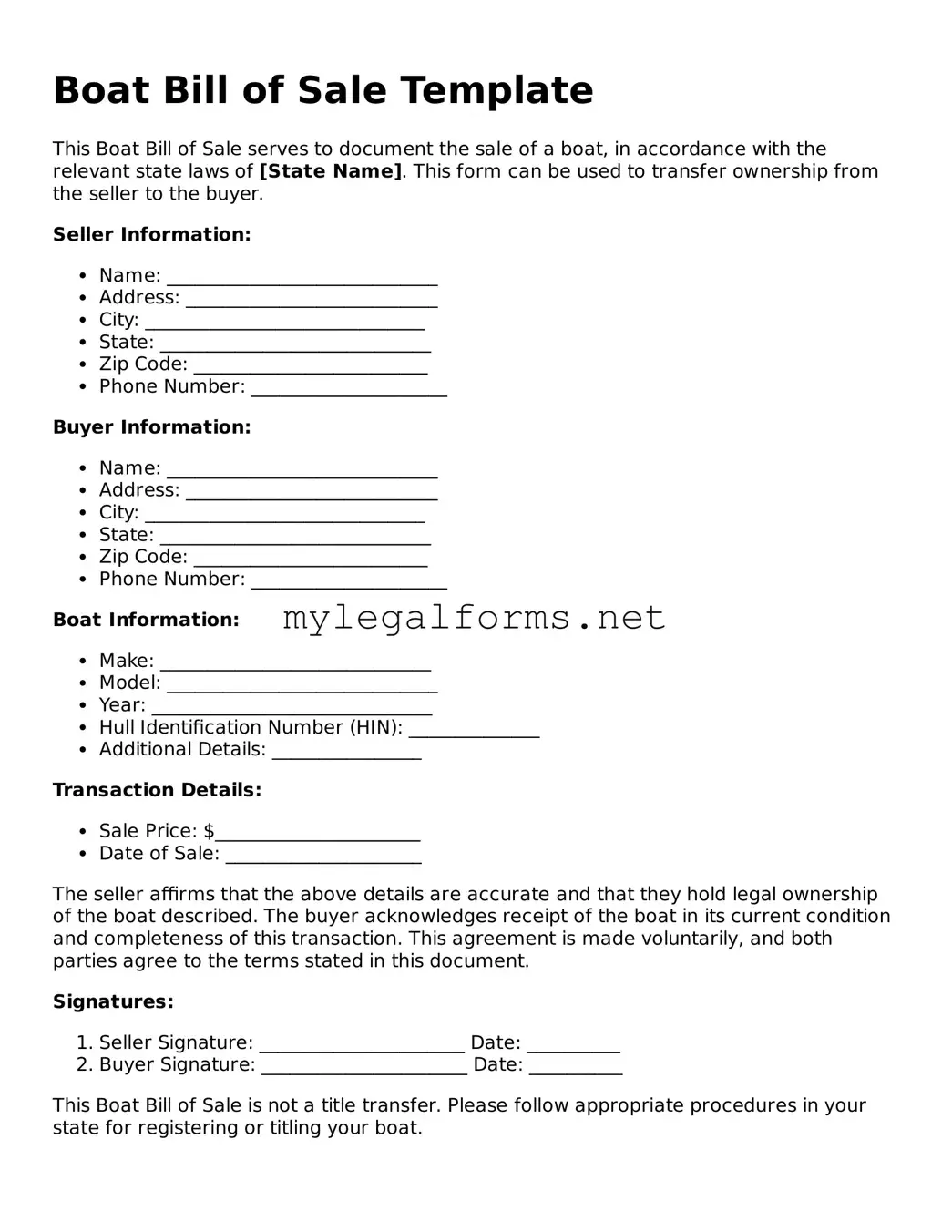 Attorney-Approved Boat Bill of Sale Form