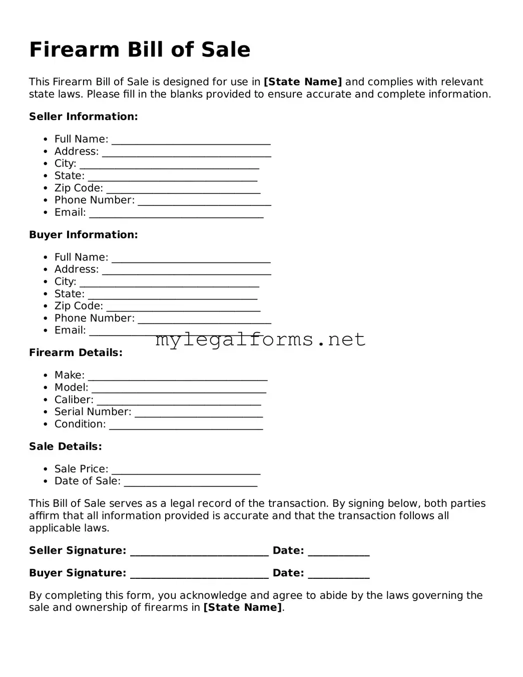 Attorney-Approved Firearm Bill of Sale Form