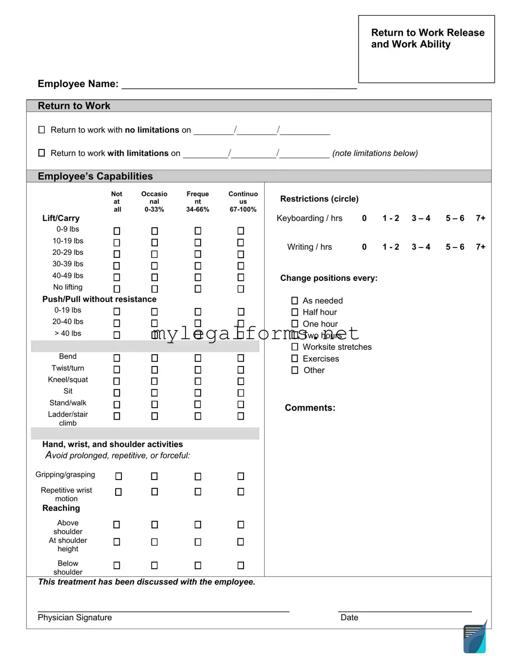 Work Release Template